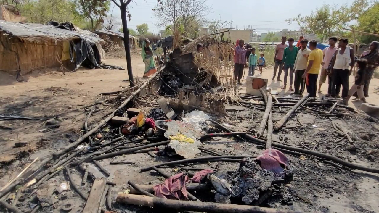 A massive fire broke out in the slums along with Rakh Ram Singh Colony of Nalagarh.