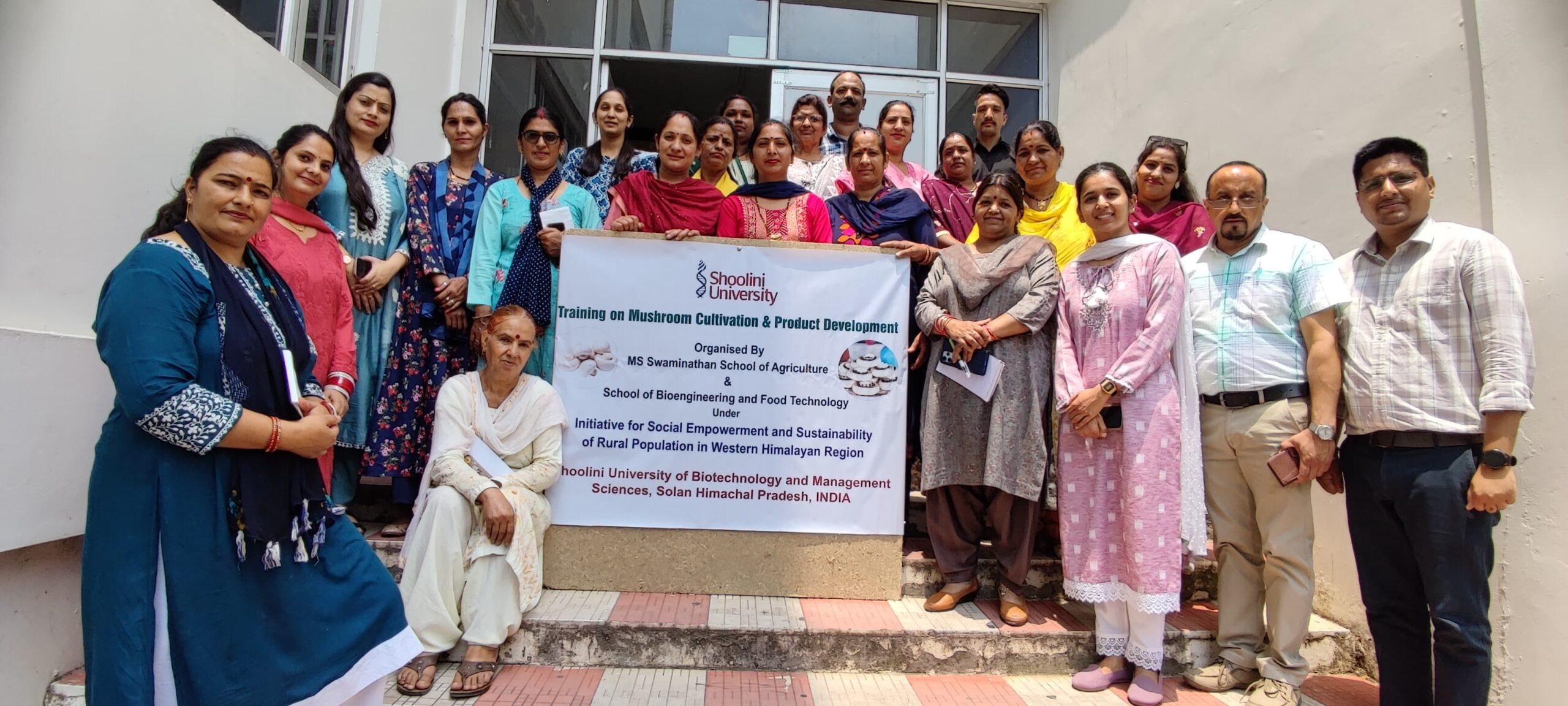 A one day training session on “Mushroom Cultivation and Product Development” was organized for rural women at Shoolini University.