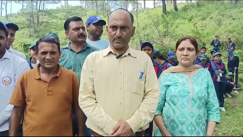 Sapling plantation done by PM Shri Government Senior Secondary School, Chamian