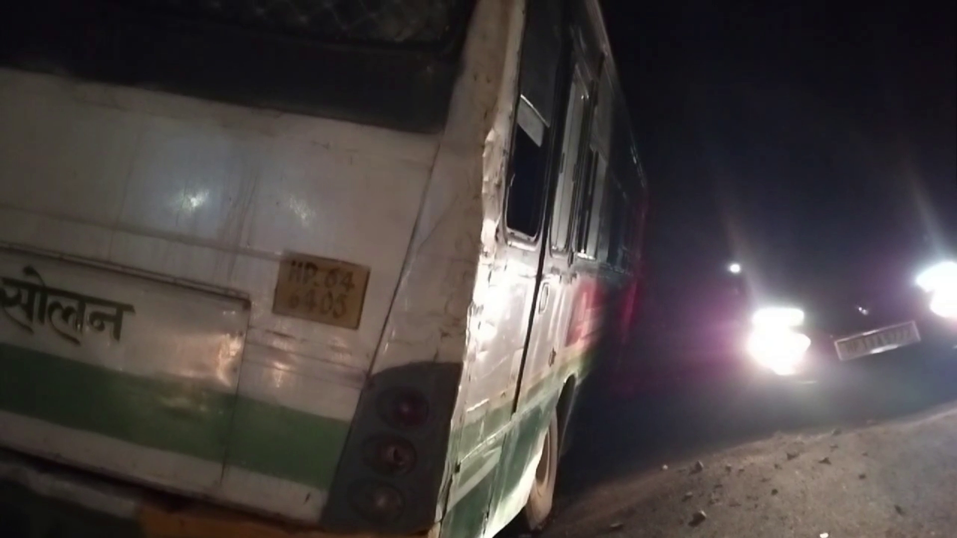 Brakes failed in the dyonda of the bus coming from Solan to Paplol, the bus stopped after hitting the hill.