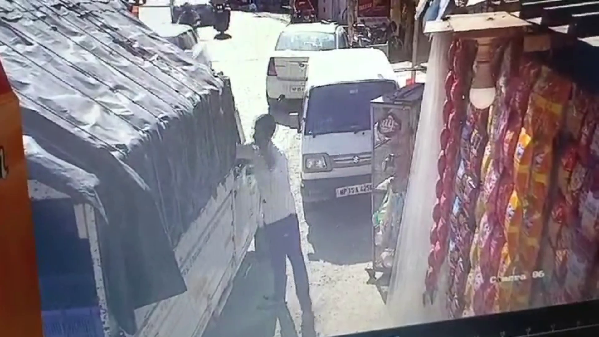 Mobile blown from jeep, action captured in CCTV camera