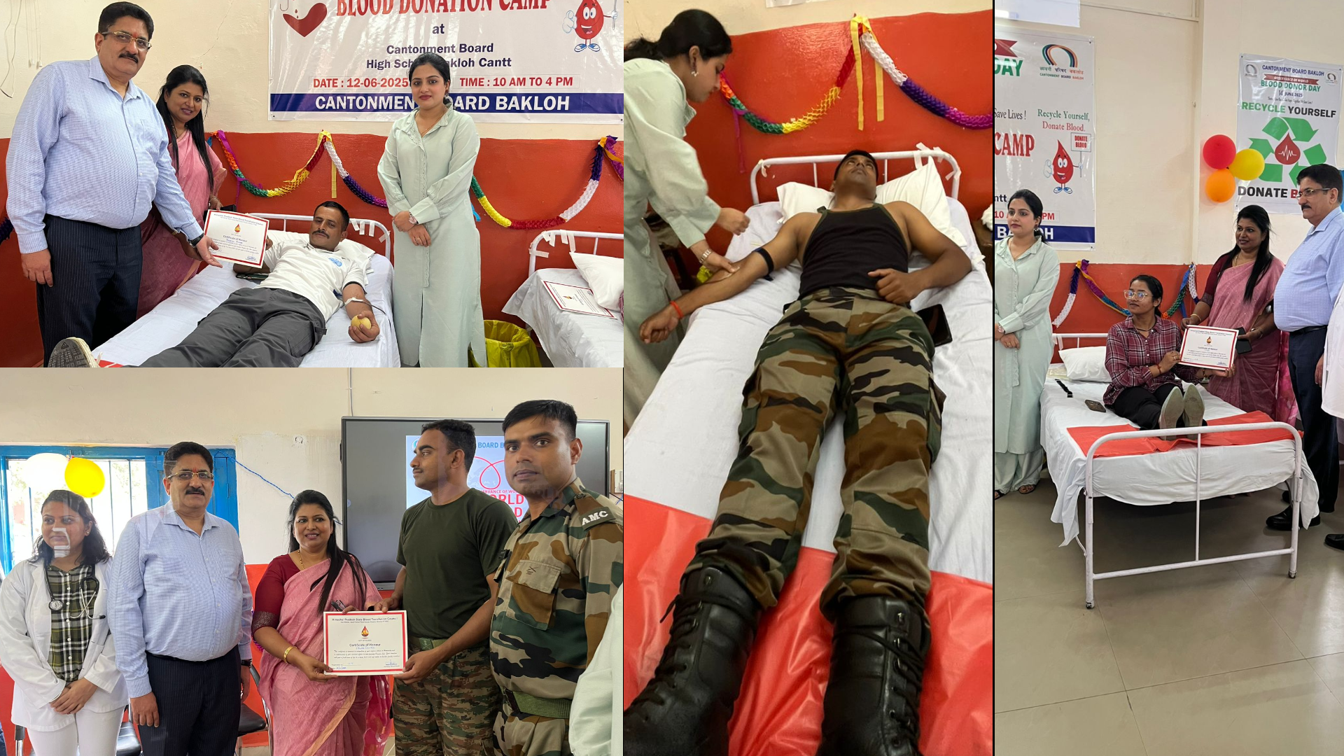 विश्व रक्तदाता दिवस 2025 के उपलक्ष्य में कैंटोनमेंट बोर्ड बकलोह ने आयोजित किया सफल रक्तदान शिविर :(चंबा) “सुभाष महाजन”