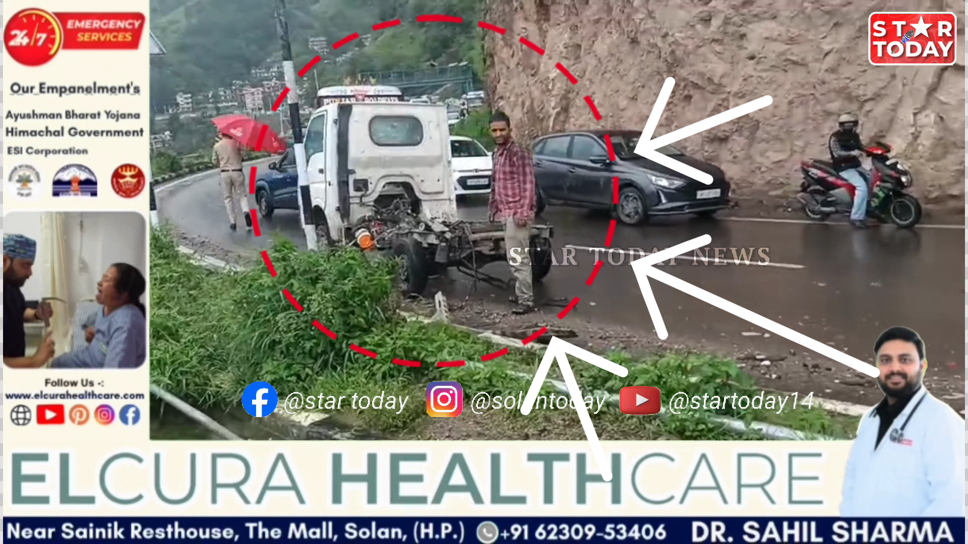 सलोगड़ा में हादसा, पंजाब रोडवेज की तेज रफ्तार बस ने  वाहन  को मारी टक्कर 