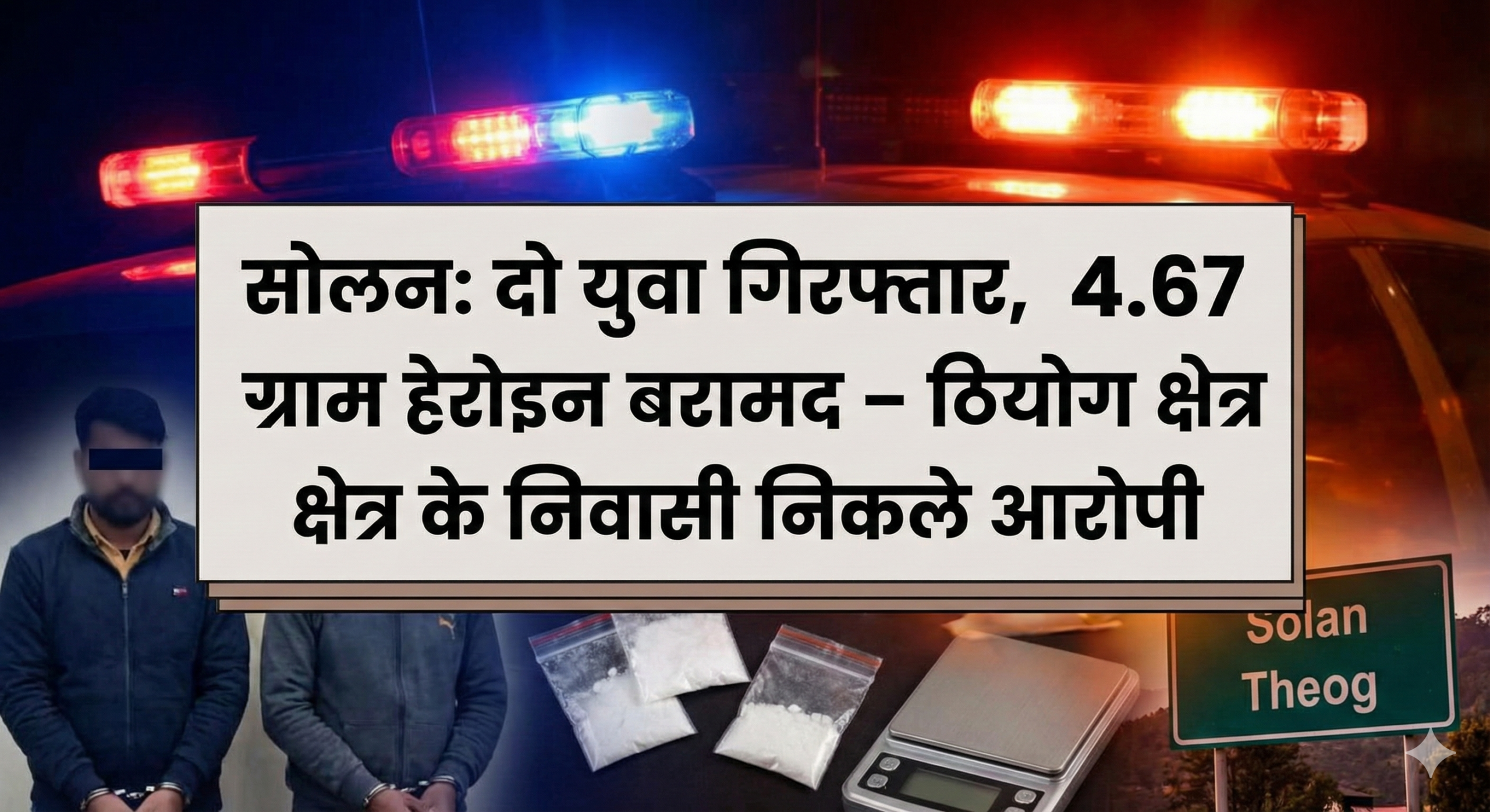 सोलन: दो युवा गिरफ्तार, 4.67 ग्राम हेरोइन बरामद – ठियोग क्षेत्र के निवासी निकले आरोपी